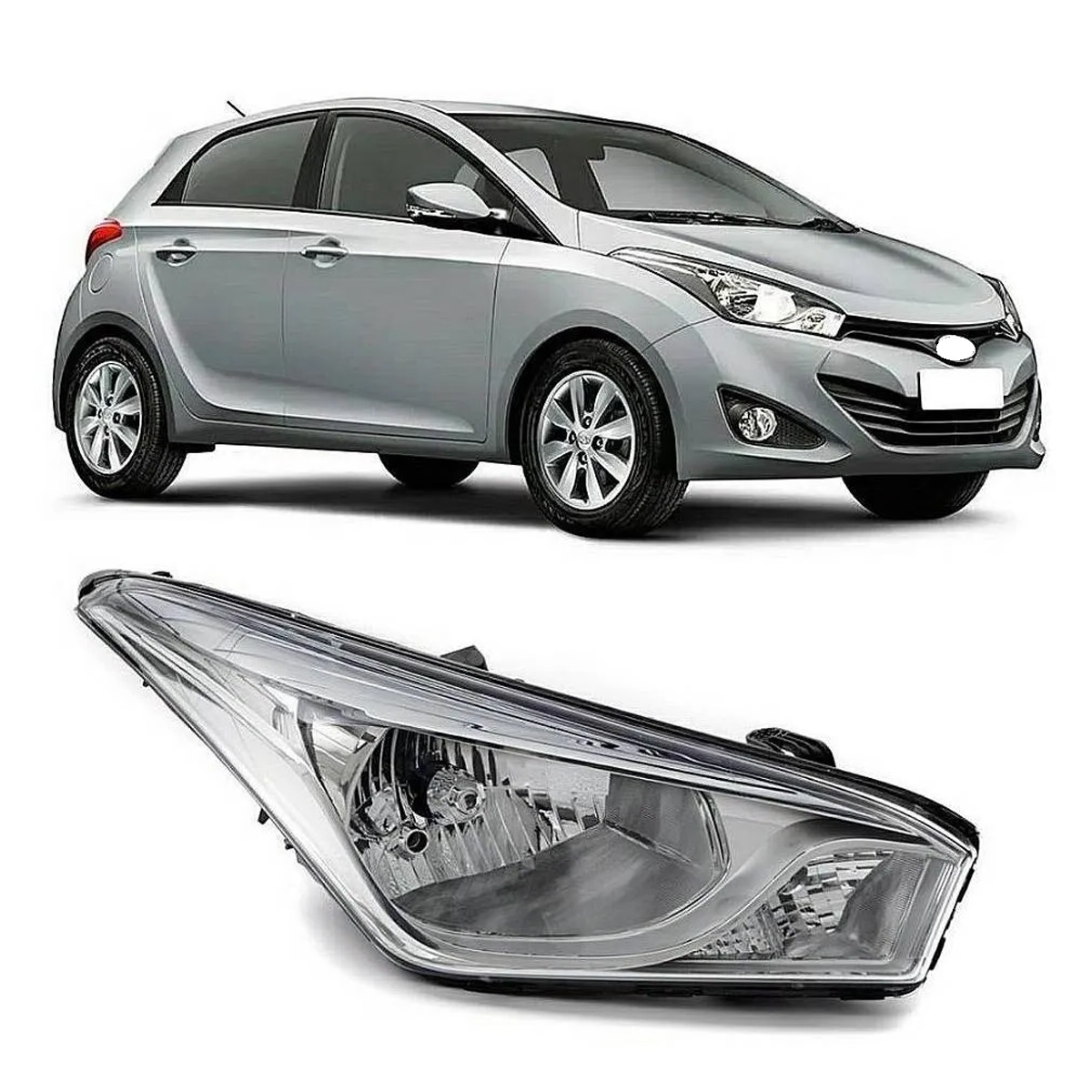 Farol HB20 Hatch HB20S Sedan 2012 ate 2017 LD Moldura Metalizada H4 92