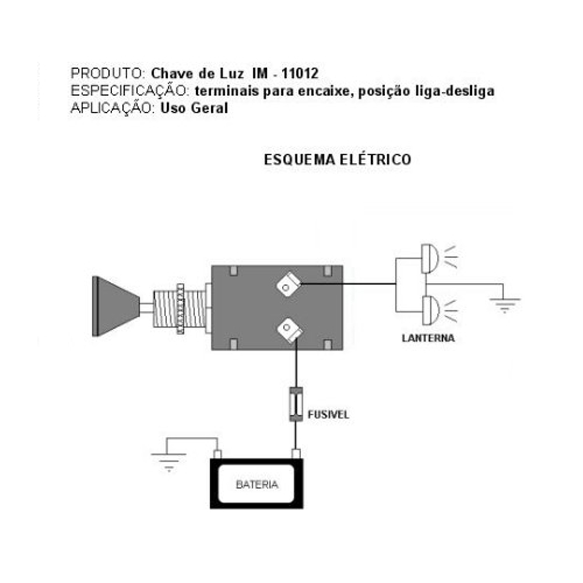 ◇えと Chave Luz 120W Com Terminal Encaixe Posicoes Liga Desliga